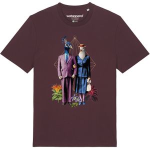 Watapparel Shirt 'Fancy Birds'  gemengde kleuren / bordeaux