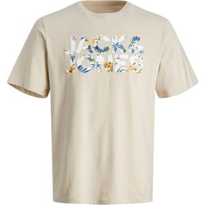 JACK & JONES Shirt 'JJEJeff'  lichtbeige / blauw / bruin / wit