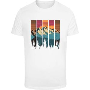 F4NT4STIC Shirt 'Berg Sonnenuntergang Retro'  blauw / oranje / rood / wit