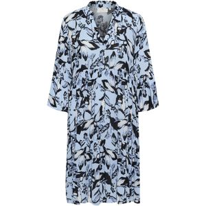 Kaffe - KAHera - Jurk - Duifblauw - Bloemenprint - Driekwart Mouw