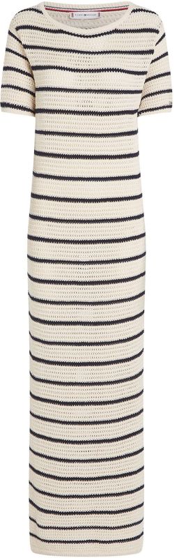 TOMMY HILFIGER Gebreide jurk 'POINTELLE'  ivoor / marine