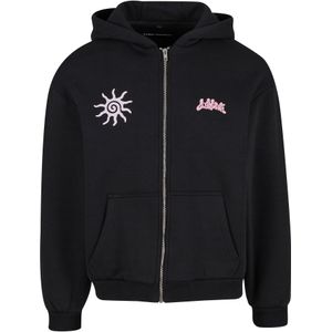 Lost Youth Sweatvest 'With Love'  rosa / poederroze / zwart