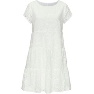 Buffalo - Kanten Jurk - Wit - Korte Zomerjurk van Ajourborduurwerk