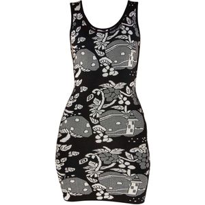 TOOche - Gebreide Jurk - Zwart / Wit - Slanke Pasvorm - Mouwloos