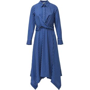 Salsa Jeans - Jurk - Blauw/Natuurwit - Wikkel-look - Lange Mouw - Knielengte