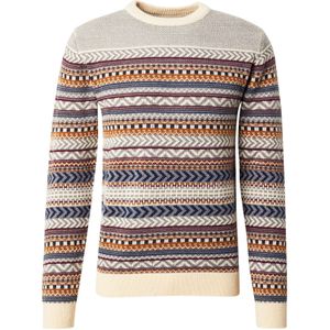 Lindbergh Trui  sand / navy / sepia / karmijnrood