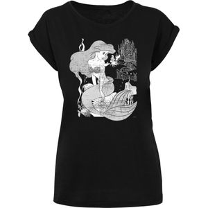 F4NT4STIC Shirt 'Disney Girls The Little Mermaid'  zilvergrijs / grijs gemêleerd / zwart