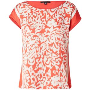COMMA - Blouse - Donkerbeige - Vuurrood - Wit