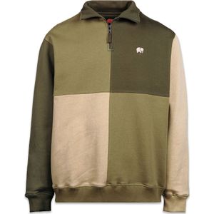 Trendsplant Sweatvest ' COLOR BLOCK '  kaki