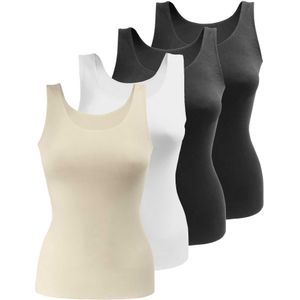 Yenita Onderhemd  lichtbeige / zwart / wit