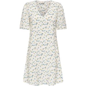 JDY - Korte Jurk - V-Hals - Regular Fit - 2/4 Mouwen - Volumineuze Mouwen
