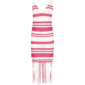IZIA Gebreide jurk 'Fashion Look'  donkerroze / wit