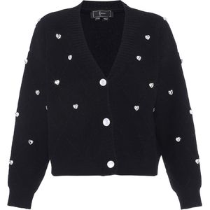 faina Gebreid vest  zwart / transparant