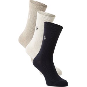 Polo Ralph Lauren - Sokken - Set van 3 - Kabelpatroon - Katoenmix met Stretchgehalte