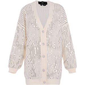 faina Gebreid vest  grijs / wolwit