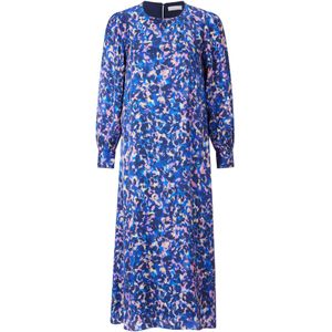 Rich & Royal - Midi-jurk - Midnight Blue - Met Artistieke Kleur-Leo-Print