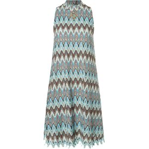 Ana Alcazar Gebreide jurk 'Zefina'  hemelsblauw / cappuccino / lichtbruin / donkerbruin