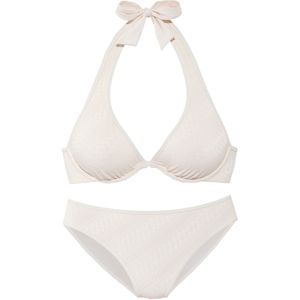 Look - Beugelbikini - Crème - Structuur Patroon - Met Beugel - Verwijderbare Softcups