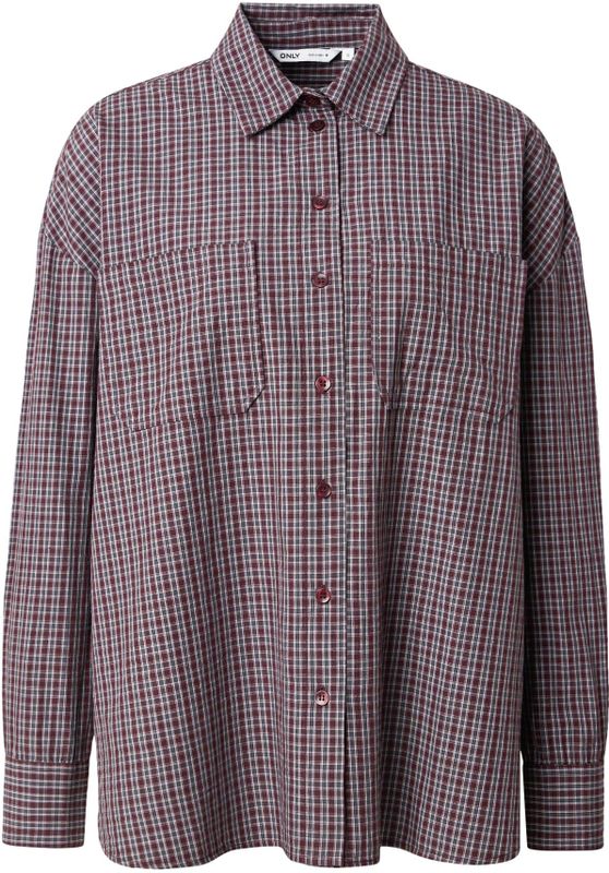 ONLY Blouse  grijs / wijnrood / wit