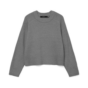 Vero Moda - VMBANG LS O-NECK PULLOVER - Gebreide Trui - Medium Grey Melange