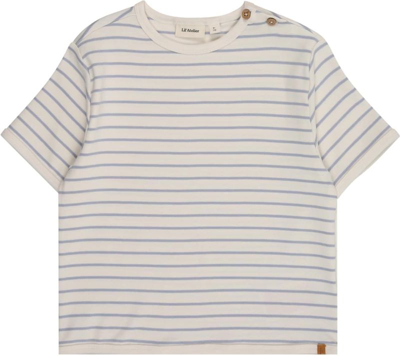 NAME IT - NMMGEO - Shirt - Opaal/Wit - Ronde Hals - Kwartmouw