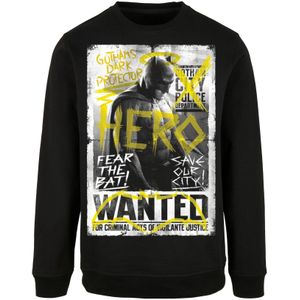 F4NT4STIC Sweatshirt 'Batman v Superman Wanted Poster'  lichtgeel / donkergrijs / zwart / wit