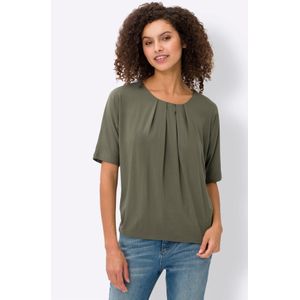 T-Shirt - Kaki - 95% Viscose - 5% Elastaan - Ronde Hals - Korte Mouwen