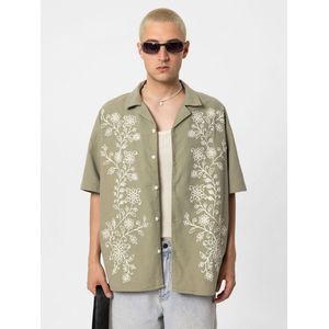 VAMOS CLO Overhemd  kaki / wit