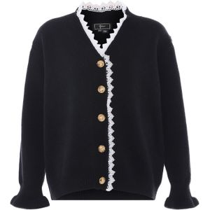 faina Gebreid vest  zwart / wit