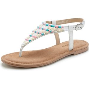 Schoenen - Teenslippers - Wit - Siersteentjes en Leren Aandeel