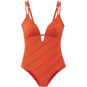 Beenlijn - Badpak - Oranje - Structuur Patroon - Sierkraaltjes