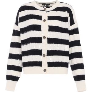 faina Gebreid vest  zwart / wolwit