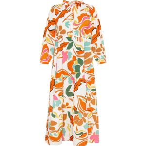 Usha Jurk  turquoise / donkergroen / oranje / wit