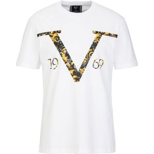 19V69 ITALIA Shirt 'Rafael Carrier 2'  geel / grijs / zwart / wit