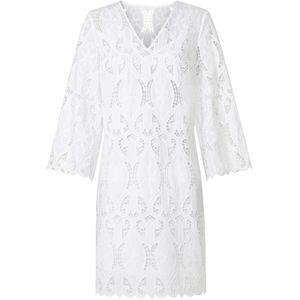 Cocktailjurk - Wit - 100% Katoen - Zonder Sluiting - V-hals - 3/4-mouwen