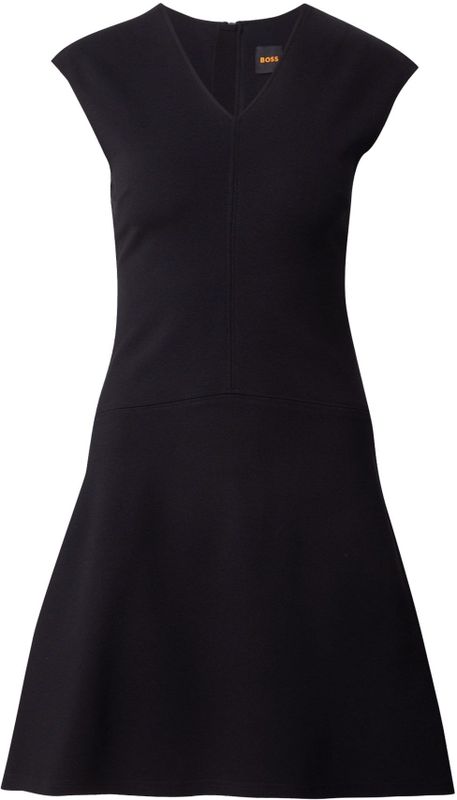BOSS - C_Duttina - Jurk - Zwart - V-hals - Korte Mouwen