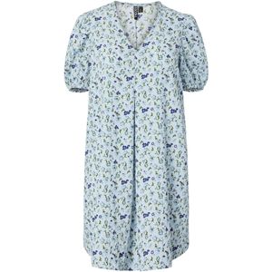 Pctalia - Midi-jurk - Zwart - Korte Mouwen - V-hals - Relaxed Fit