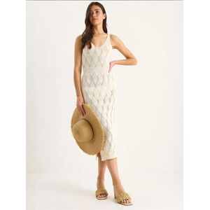 Bianco Lucci Gebreide jurk  ecru
