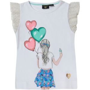 KOROSHI Top  blauw / turquoise / oudroze / wit