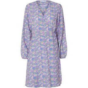 SELECTED Jurk 'Fiola'  donkerblauw / grasgroen / lichtlila / pastelroze / wit