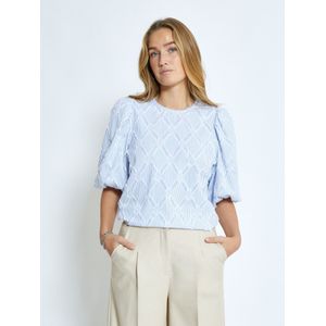 minus Blouse 'Astra'  lichtblauw / wit