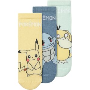 NAME IT - NMMMAROF POKEMON - Sokken - Saffier - Citroengeel - Mintgroen - Zwart - 3 Pack