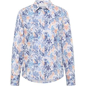 ETERNA - Blouse - Blauw / Bruin / Wit - Klassieke Blouse - Lange Mouw