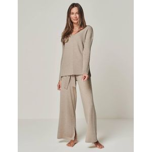 YOU LOOK PERFECT Huispak 'LOUNGEWEAR SET  - Pullover Blossom & Pants Bailey'  taupe
