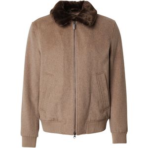 Bugatti - MODERN FIT - Wollen Jack - Beige - Met Afneembaar Imitatiebontkraag