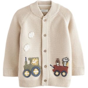 Next - Gebreid Vest - Beige - Normale Pasvorm - Lange Mouw