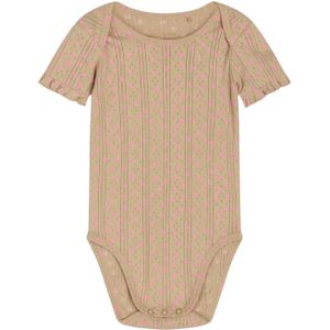 NOA NOA miniature Rompertje/body 'Bonet'  donkerbeige / rosé