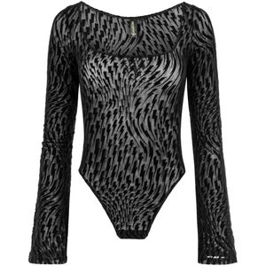 EKCENTRIK Blouse body 'Thunderbeats'  zwart