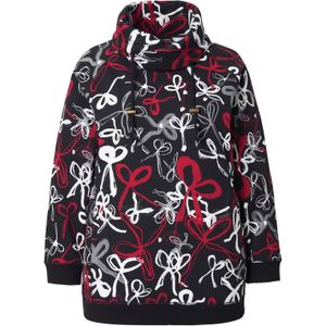 Ulla Popken Sweatshirt  lichtgrijs / kersrood / zwart / wit