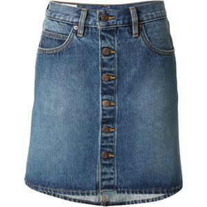 Retro Rok - Blauw - Katoen - Denim - A-lijn Met Knoopsluiting